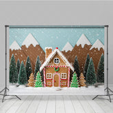 Aperturee - Aperturee Christmas Gingerbread House Photography Backdrop Snowy Candy Village Scene Holiday Mini Session Photo Background